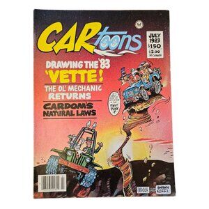RARE! July 1983 CARtoons cars and hot rods black and white comics . back issue